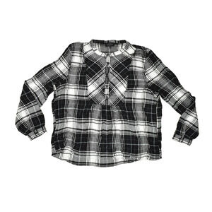 Luck Brand Women's Plaid Flannel Tunic Top Shirt Regular Size XL Viscose